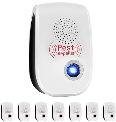 Ultraschall Schädlingsbekämpfer, 8 Stück, Ultraschall Mäuseabwehr, Elektronische Insektenschutzmittel,Pest Repeller für Mäuse Vertreiben Moskito Kakerlaken Spinnen Fliegen