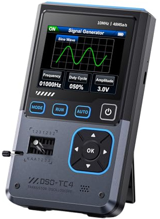 3-in-1 Oscilloscope, 10 MHz Handheld Oscilloscopes, 48 MSa/s Sampling Rate Oscilloscope Multimeter, Signal Generator with 13 Signal Outputs, Transistor Tester