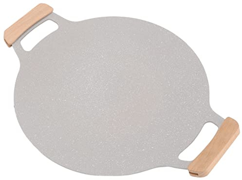 Nikou Poêle à griller coréenne en aluminium anti-adhésif avec poignées pour cuisinière à gaz, plaque à induction, 34 cm, design rond, facile à nettoyer
