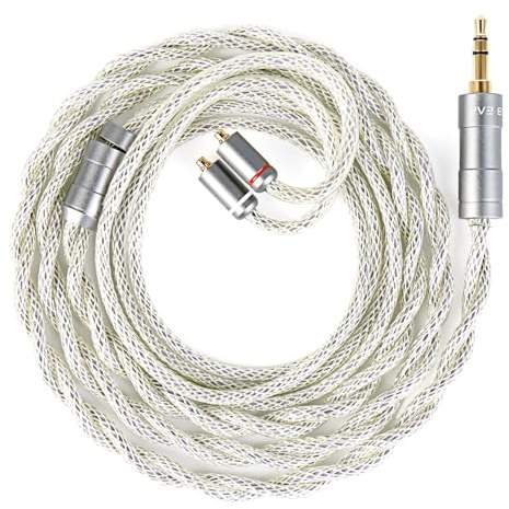 KBEAR IEM Cavo, Cavo di aggiornamento Hi-Fi per cuffie In-Ear-Monitor, MMCX e jack da 3,5 mm, treccia in rame argento ibrido a 173 fili, compatibile con Shu-re SE215 SE535 Wes-tone UM Pro