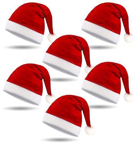 Huanmin Weihnachtsmützen Unisex, Nikolausmütze Rote, Weihnachtsmann Mütze, Unisex Größe, Weihnachtsmütze Familie, für Erwachsene & Kinder - Weihnachtsfeier Weihnachtsmarkt
