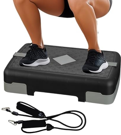 MWZBTG Platforma De Step Para Ejercicios En Casa, Stepper Con Movimiento Vertical Y Giratorio, 45x29x10 Cm, Con Cuerdas De Resistencia, Ideal Para Fitness, Aeróbicos Y Yoga En Hogar, Adultos Niños