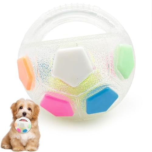 The Mellow Dog Calming Ball, Hundeball mit Handle, Interaktiver Spielball für Hunde, Anti Stress Ball Hund, Hundespielzeug Unzerstörbar für Kleine, Mittelgroße und Große, Indoor & Outdoor (Weiß)