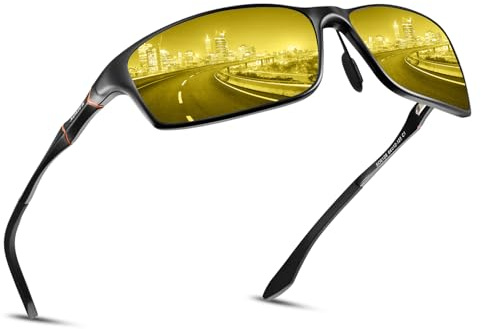 Fymural Night Driving Glasses for Men and Women – Polarized Yellow Tinted Anti-Glare Night Vision Glasses for Driving with UV400 Protection