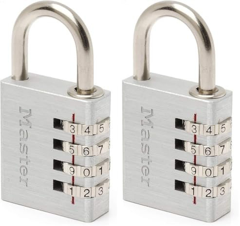 Master Lock 7640EURD Cadenas à Combinaison Programmable en Aluminium, gris, 4 x 7,8 x 1,5 cm (Lot de 2)