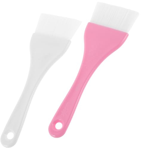 Pennello Corpo Grande in Plastica e Nylon 2 Pezzi per Maschera | Applicazione Uniforme, Uso Versatile Sul Viso e Sul Corpo, Ricambio Comodo, Bianco e Rosa, Stile Carino