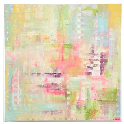 Andrea Traub - FASHION Handgemaltes abstraktes Acrylbild bunt mit neon 50x50 cm - modernes Wandbild auf Leinwand - Originalkunst aus meinem Künstleratelier - Acrylbild für Wohnzimmer oder Büro