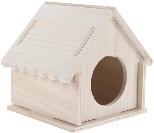 JEWEDECO Maison en Bois Beige pour Rongeurs Aire de Jeu et Repos, Adaptée pour Rats et Cochons d'Inde, Cabane Fonctionnelle pour Petits Animaux
