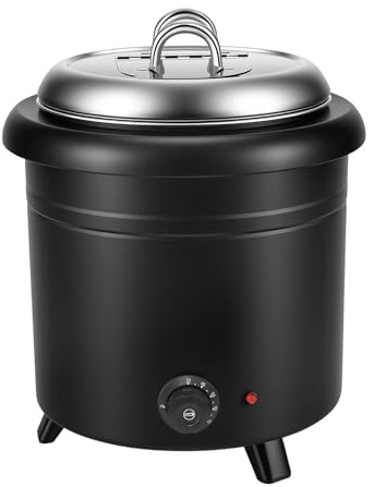 Elektrischer Suppentopf Warmhaltebehälter 13L, Gastro Suppenwärmer Edelstahl mit herausnehmbarem Topf, Temperaturregelung 30-85°C Buffet Speisenwärmer Schwarz