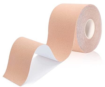 ROSVAY Cinta Adhesiva Push Up Elástica para el Pecho, Cazuelas Invisible Resistente al Agua, Cinta Transpirable de Levantamiento de Senos, para Sujetador sin Espalda, para Copa A-H, 5cm x 5m