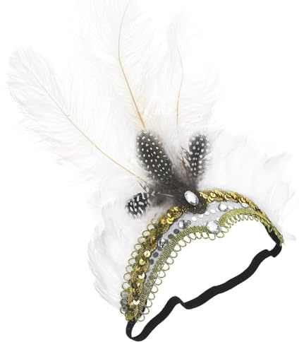 Healeved Bandeau pour Femme en Plumage Blanc Léger, Coiffe Fascinatrice de Carnaval Chic Design Délicat, Facile à Porter pour Mariage ou Fête