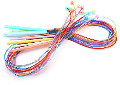 Afghan Crochet Hooks Stricknadeln Set mit 12 Stück farblich sortiertem Plastikset für Anfänger Burable Cloth Case