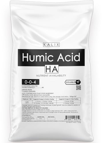KALIX Humic Acid Fertilizer | Water-Soluble Organic Soil Conditioner for Root Growth & Nutrient Uptake | Improves Soil Structure & Plant Health | for Vegetables, Lawns, Gardens & Hydroponics – 25lb