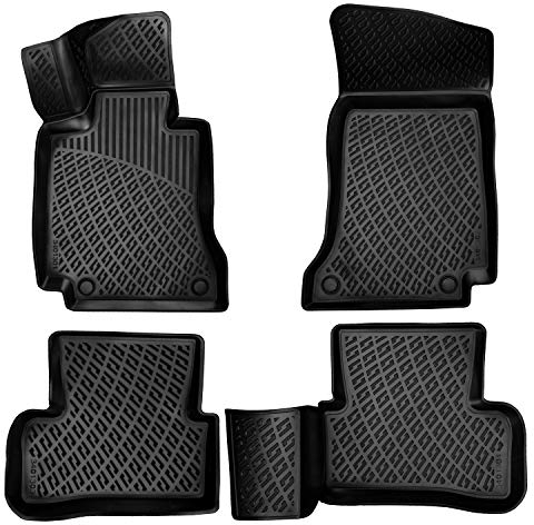 Rizline Passgenau 3D Fussmatten Auto Kompatibel mit Mercedes C-Klasse W205 2014-2021 Autozubehör TPE-Gummimatten Allwetter Geruchsneutral rutschfest Schwarz