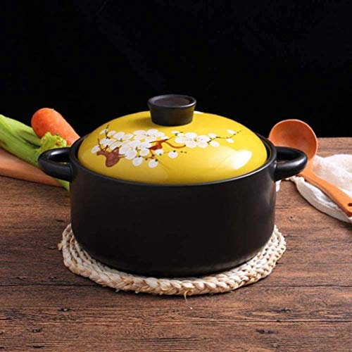 RONGJJ Cocotte, Pots De Cuisson en Argile Pan d'argile Pot en Argile Pot en Terre Crocs De Soupe à L'oignon Pot à Soupe Finition Miroir Casserole en Fonte pour Cuisson Lente Vert, Yellow, 4.23Quart