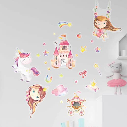 Papierdrachen Wandtattoos - 8 Bögen mit Wandstickern für Kinder - Kinderzimmer Dekoration - Wand Deko - Einhorn - 22 x 30 cm je Bogen - für Jungen und Mädchen - Set 2