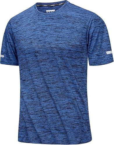 MAGCOMSEN Herren Sportshirts Kurzarm Laufshirt Schnelltrocknend Sommer T-Shirts Meliert Leicht Trainingsshirts Atmungsaktiv Funktionsshirts für Fitness Wandern Yoga