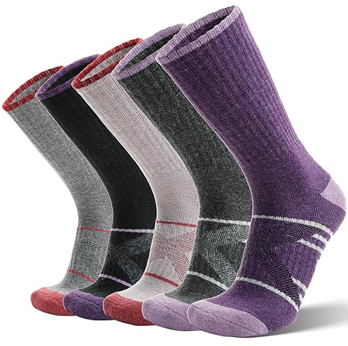ANTSANG Merino vandringsstrumpor utomhus ullstrumpor varma ull strumpor tjocka vandring arbetsstrumpor andas termostrumpor presenter vinterstrumpor för män kvinnor, Lila/rosa/svart lila, 36-42