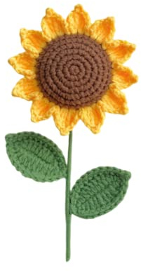 HIPIHOM Crochet Flowers,1Pcs Knitted Artificial Wool Sunflower Red Rose for Girl Gift Wedding Bouquet Mothers Day Anniversary Valentine's Day Women's Day