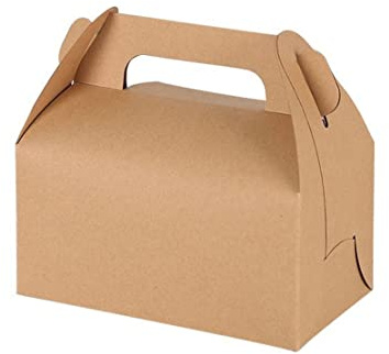 JZK 20 Brown Kraft Paper Gift Boxes with Handle - Large Treat Box for Wedding Favours, Kids Birthday Party Loot Bags and Presents