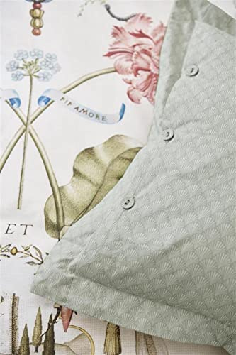 Pip Studio Dekokissen Festa di Lividonia Weiß Grün Blumen Blüten Tulpen Tiere Wendeoptik Muscheln Floral Perkal, Größe:45 x 45 cm