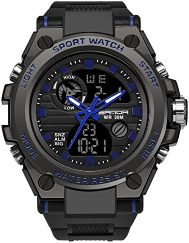 kieyeeno Orologio Analogico Digitale da Uomo, 30M Impermeabile Militare Sportivo LED Orologio Uomini con Quadrante Ampio Orologi Blu