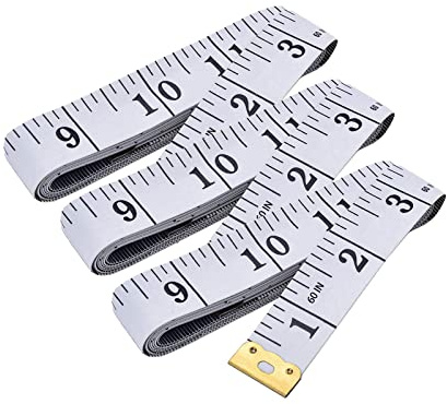 Metri a Nastro per Cucito, 150CM/60IN Centimetro da Sarta Metro da Sarta Morbido Centimetro da Sarta Righello Flessibile per Sartoria e Cucito, Bianco 3Pz