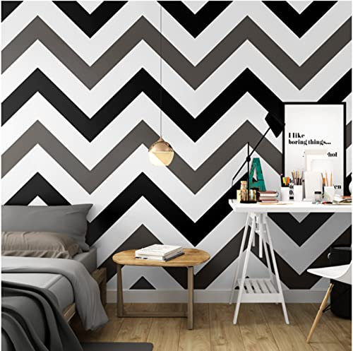 Schwarz Vliestapete 9,5 m x 0,53 m Geometrie Tapete Modernes Design Streifen Tapete für Flur Wohnzimmer Schlafzimmer Büro