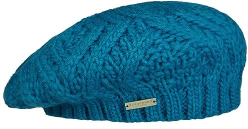 Seeberger Salvirola Strickbaske Damenbaske Baske Winterbaske Damen - mit Futter Winter Herbst-Winter - One Size blau