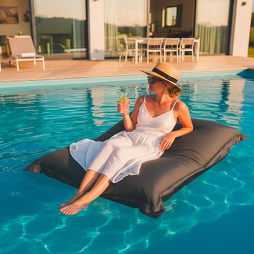 LIVEDECO – Enorm XXL sittsäck, avtagbart överdrag, flytande för pool, antracitgrå pool BiG52
