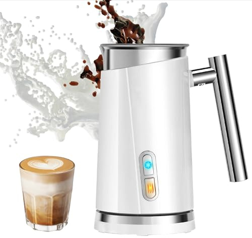 seydere Milk Frother and Steamer, Non-Slip Stylish Design, Hot & Cold Milk Steamer with Temperature Control, Auto Shut-Off Frother for Coffee, Latte, Cappuccino, Macchiato (white)