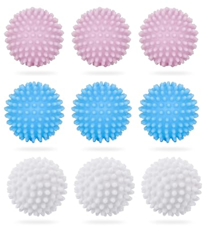 9 Piezas Bola De Lavado para Lavadora Bolas De Secado para Secadora Reutilizable para Limpieza De Ropa Doméstica, Lavadoras Y Secadoras (Azul, Rosa, Blanco)