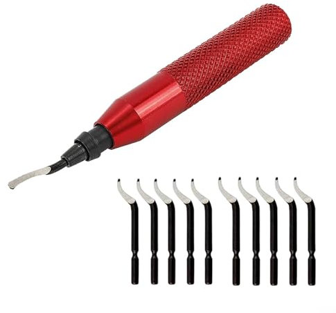 Entgratungswerkzeug, Entgrater Metallgriff mit 10 Stück BK3010 HSS Klingen, für 3D-Drucke, Rohr, Kunststoff, Aluminium, Kupfer, PVC und Stahl