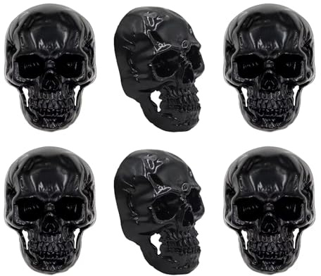 rhinocats Kühlschrankmagnete mit Totenkopf-Motiv, Spind-Zubehör, Halloween, lustige Gothic-Magnete für Zuhause, Küche, Büro, Whiteboard, Schwarz, 6 Stück