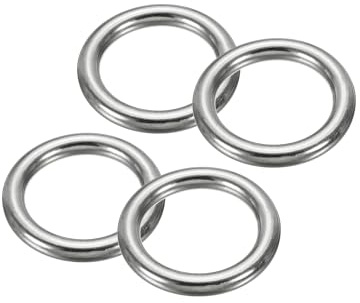 PATIKIL 4 Stück 5x25mm Metall O-Ringe, 304-Edelstahl O-Ring, geschweißte Rundringe, Taschenzubehör, Metallringe, DIY-Zubehör für Gürtel, Nähen, Hundehalsbänder, Karabiner, Gurtbänder