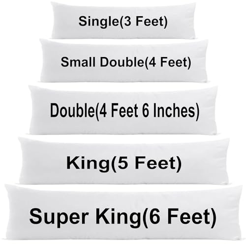 Long Bolster Pillow Hollowfibre Filled Body Pillow (Small Double -4FT) - Full Body Long Pillow Orthopedic Comfort Back, Neck & Pregnancy Maternity Soft Support Side Sleepers Pillows