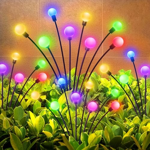 GEARLITE Firefly Solarlampen für Außen Garten 4 Stück, 32 Buntes Led Superhelle Glühwürmchen Weihnachten Aussen Solar, IP65 Wasserdicht Schwingende Garten-Deko für Outdoor Weihnachtsdeko Pathway Yard