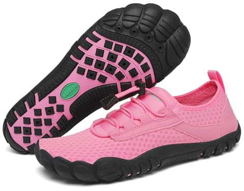 SAGUARO Unisex barfota badskor halkfria barfotaskor snabbtorkande vattenskor med dräneringshål storlek 36–48, Ny rosa, 39 EU