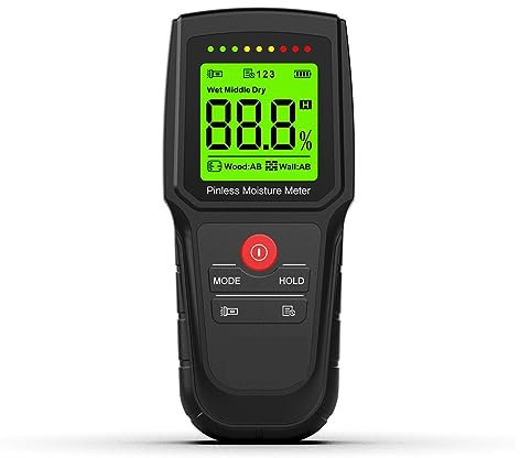 Misuratore di umidità, Misuratore Umidità Muri, Igrometro Misuratore di umidità digitale Cartone Tester di umidità Igrometro da parete Rilevatore di umidità for legname Misuratore non distruttivo , pe