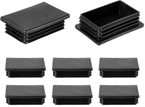 sourcing map 8 Pcs Rectangle Tubing End Caps 3 x 2 Inch Plastic Hole Plugs Insert End Cap for Metal Tubing Post Chair Leg Table Bookshelves Furniture, Black