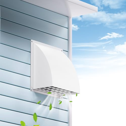 6 Inch Exhaust Vent Cover, HG Power Metal Dryer Vent Cover Outside with Removable Screen & Cushioned Non Return Flap, Air Wall Vent for House, AC, Opening Diameter: 5.7 (White)