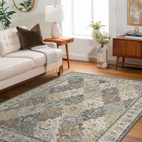 BEIMO Tapis vintage bohème antidérapant, lavable en machine (80 x 150 cm, marron clair)