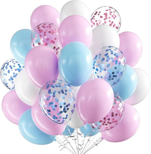 Ballons Rose et Bleu,60 pcs Gender Reveal Decoration Ballons,12 Pouces Ballon Gender Reveal Bleu Rose Latex Ballon Gonflable pour Filles Garçons Fête Anniversaire Baby Shower Baptême Décoration