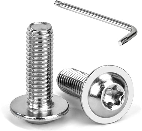 Tunejoy 20 Pièces Vis à Tête Bombée Torx avec Bride M8 x 25 mm Vis à Six Pans Creux en Acier Inoxydable A2 V2A Boulons à Tête Hexagonale avec Clé T40 Filetage Complet
