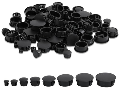 Tweozhui 120pcs schraubenabdeckung schwarz verschlussstopfen, Kunststoff Lochstopfen für Möbel, Schränke, Maschinen, Abdeckkappen für Bohrlöcher, Blindstopfen in 8 Größen (6/8/10/12/16/20/22/25mm)