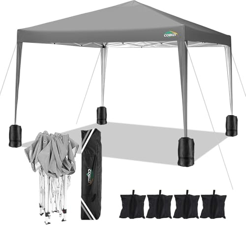 COBIZI Faltpavillon 3x3m Pop Up Pavillon Wasserdicht Partyzelt, Grau | höhenverstellbar, stabil, UV 50+, Stahlrahmen, einfacher Aufbau Gartenpavillon für Freien, Garten, Party