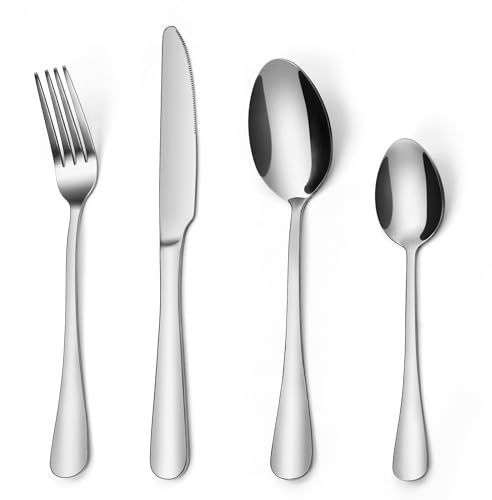 Cutlery Set, 32-Piece Silverware Set for 4, Classic Stainless Steel Mirror Knives and Forks Set Luxury Tableware Set for Home Kitchen, Dishwasher Safe