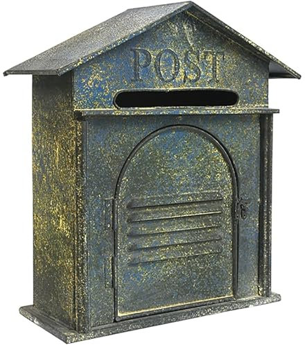 YCYRF Briefkasten Vintage für den Außenbereich, Großer Metall Zaunbriefkasten im Antik-Stil, Nostalgischer Charme, Wohndeko 34×14×37cm Grün