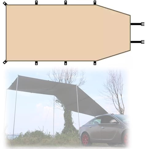 WPWSDWMX Lona de Sombra, Lona para Toldo de Coche, Lona Oxford Impermeable para 5-8 Personas, Lona para Acampar al Aire Libre, Resistente a los Rayos UV(Brown)