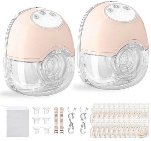 TOPCHANCES Sacaleches Eléctrico Manos Libres,Extractor De Leche Materna Portátil con 4 Modos y 12 Niveles Extractor de Leche Materna de 180ml Menos,Bajo Ruido,Libre BPA,Brida Doble Sellado(2,Rosa)